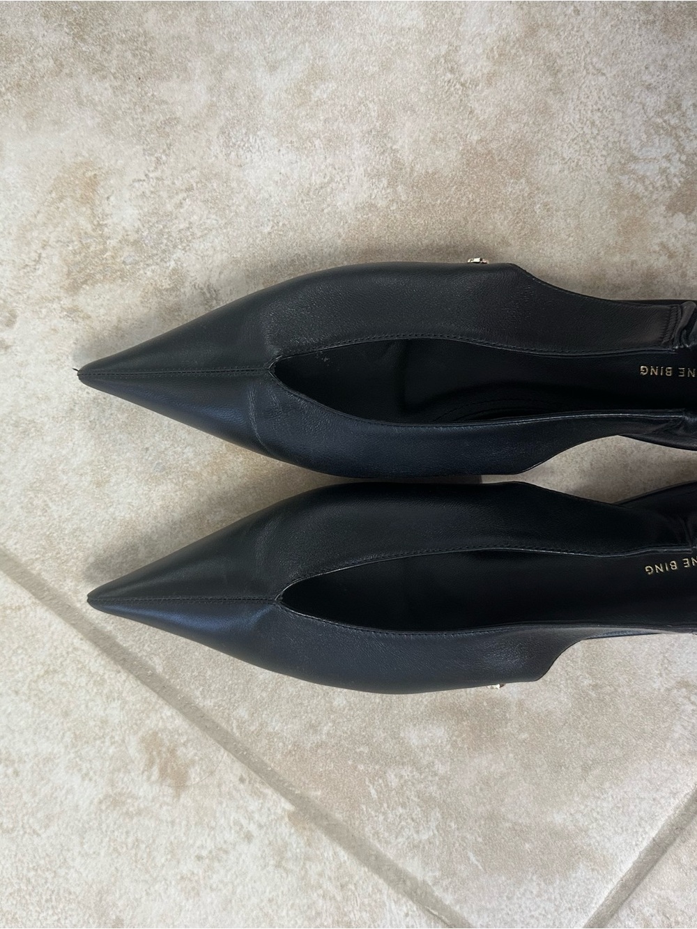 Anine Bing black leather pointed toe flats size 37
